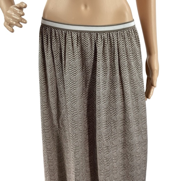 Old Navy Khaki Combo Chevron Dot Maxi Skirt Elastic Waist Size M - Picture 2 of 7